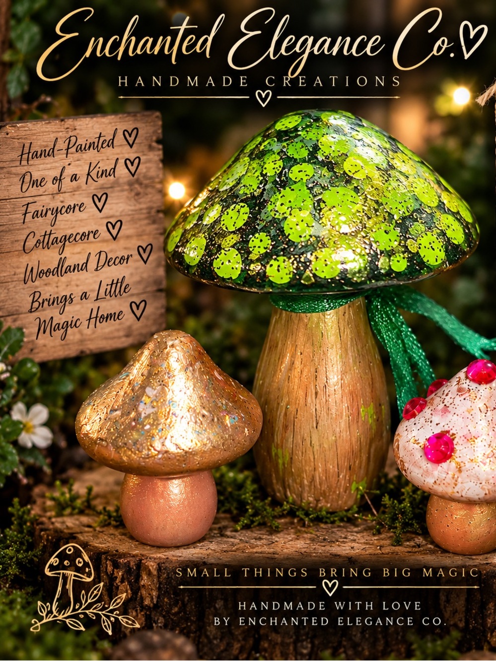 Decorative Mushroom Pair Of Your Choice $15 Firm - Green, Gold, Pink